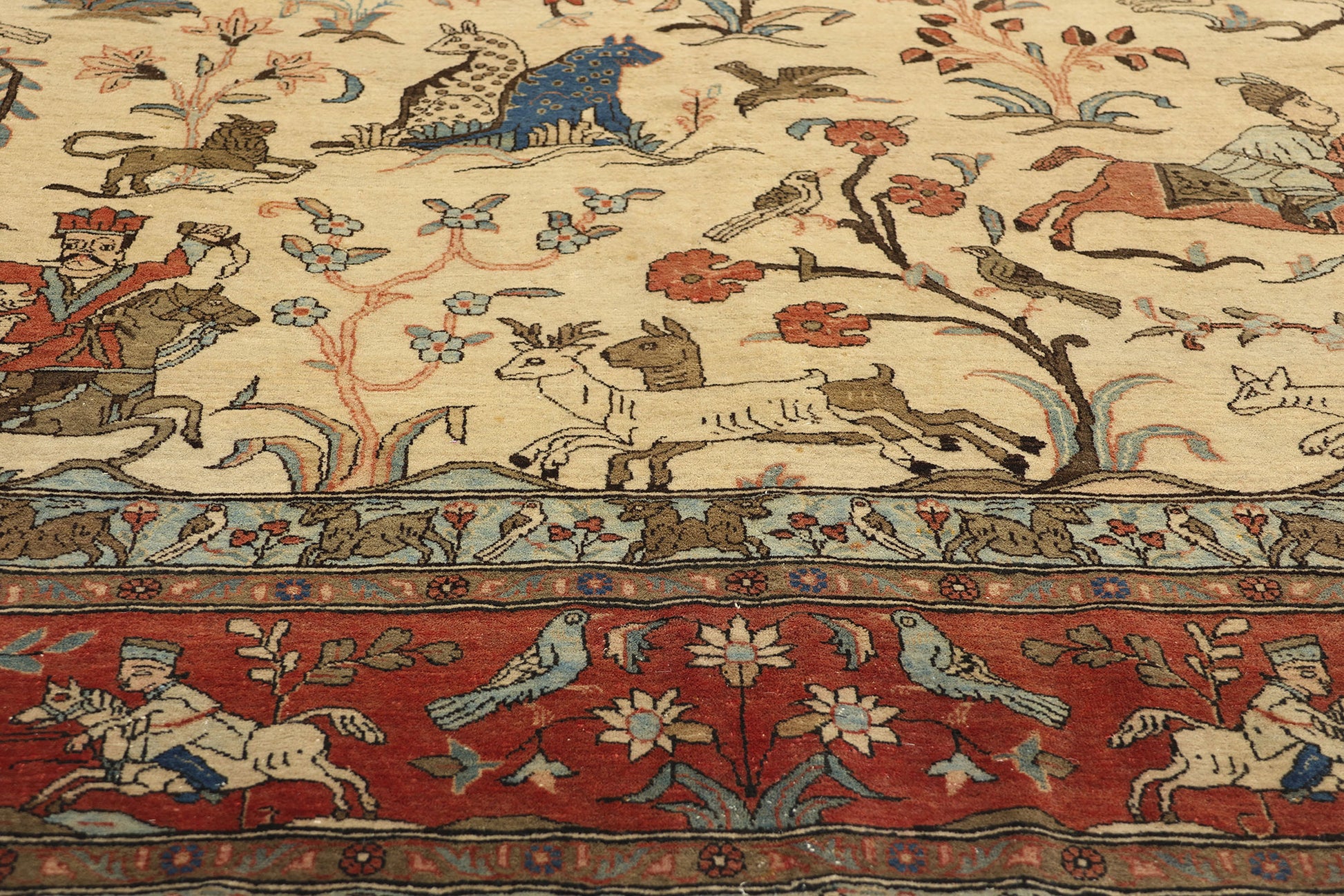 7 x 10 Vintage Persian Tabriz Hunting Rug 78766