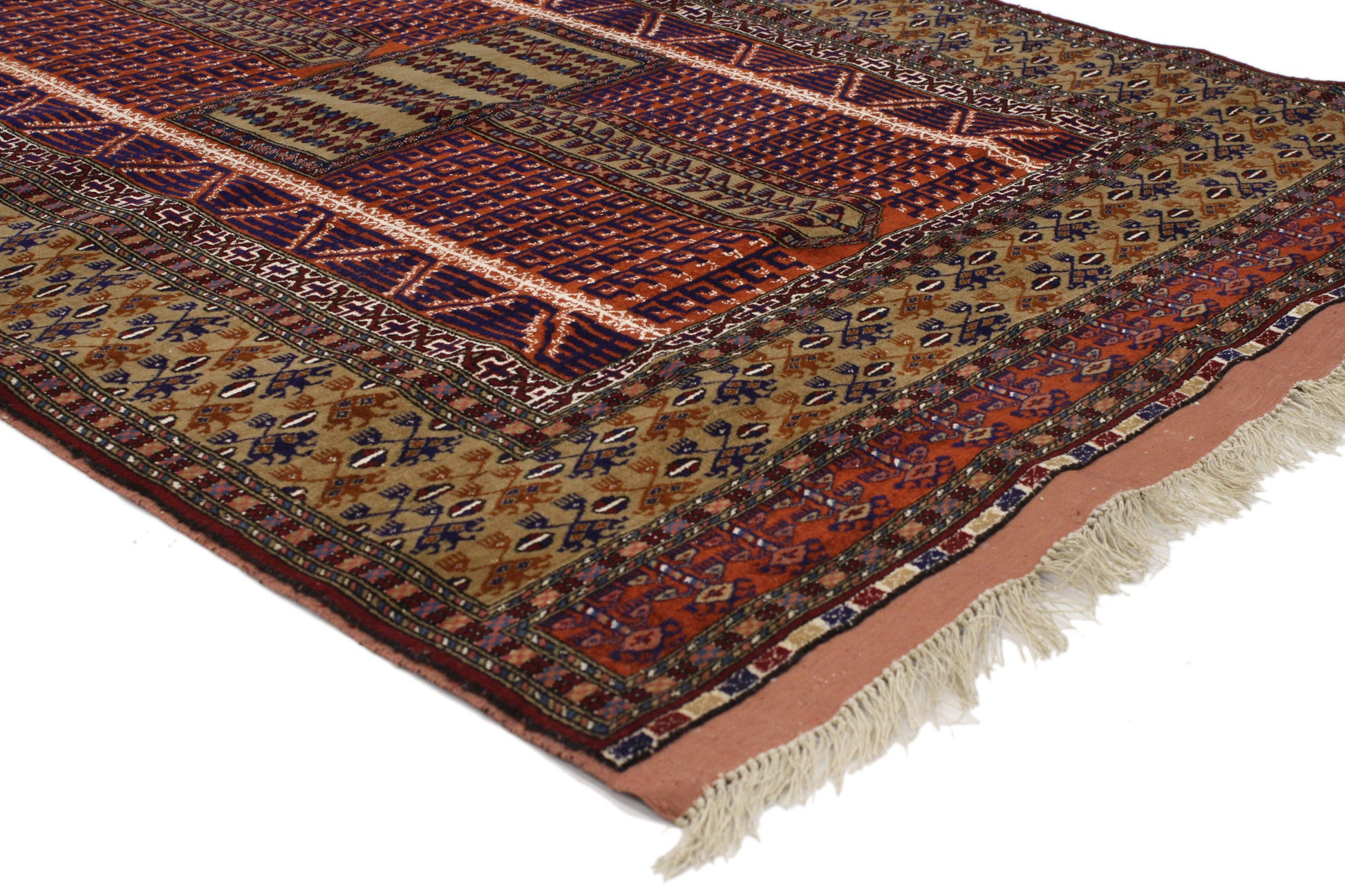 4 x 5 Vintage Turkoman Afghan Rug 76995