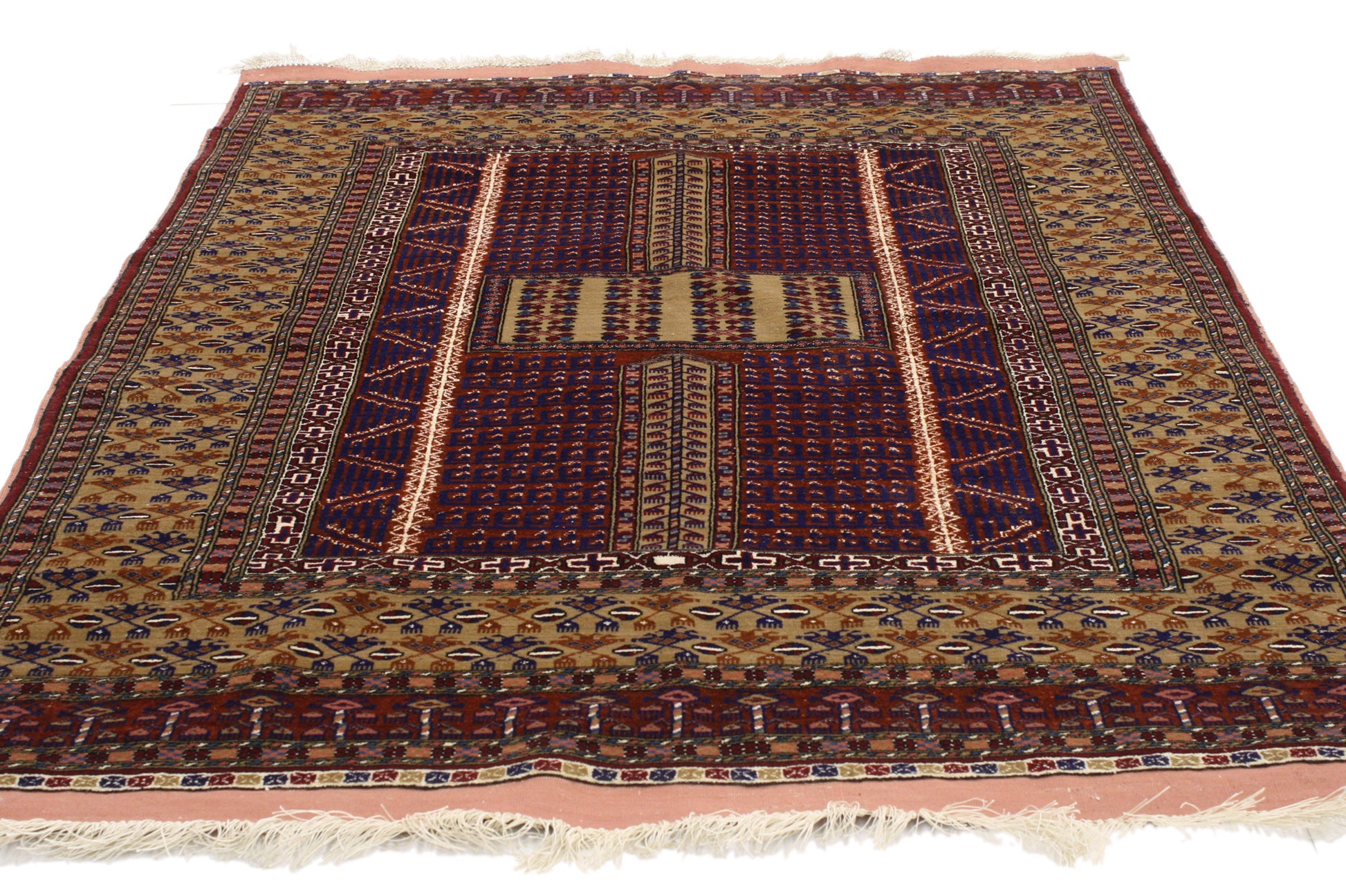 4 x 5 Vintage Turkoman Afghan Rug 76995