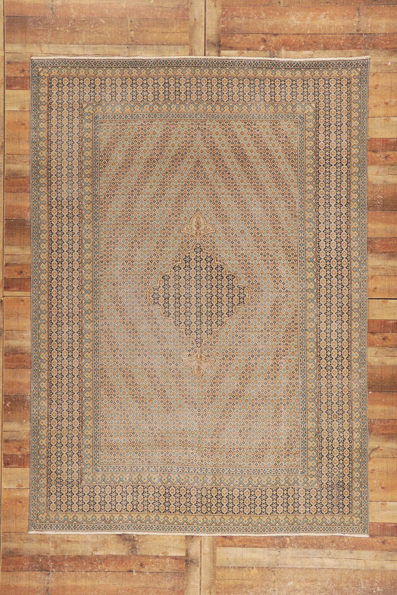 7 x 10 Vintage-Worn Persian Kerman Rug 53760