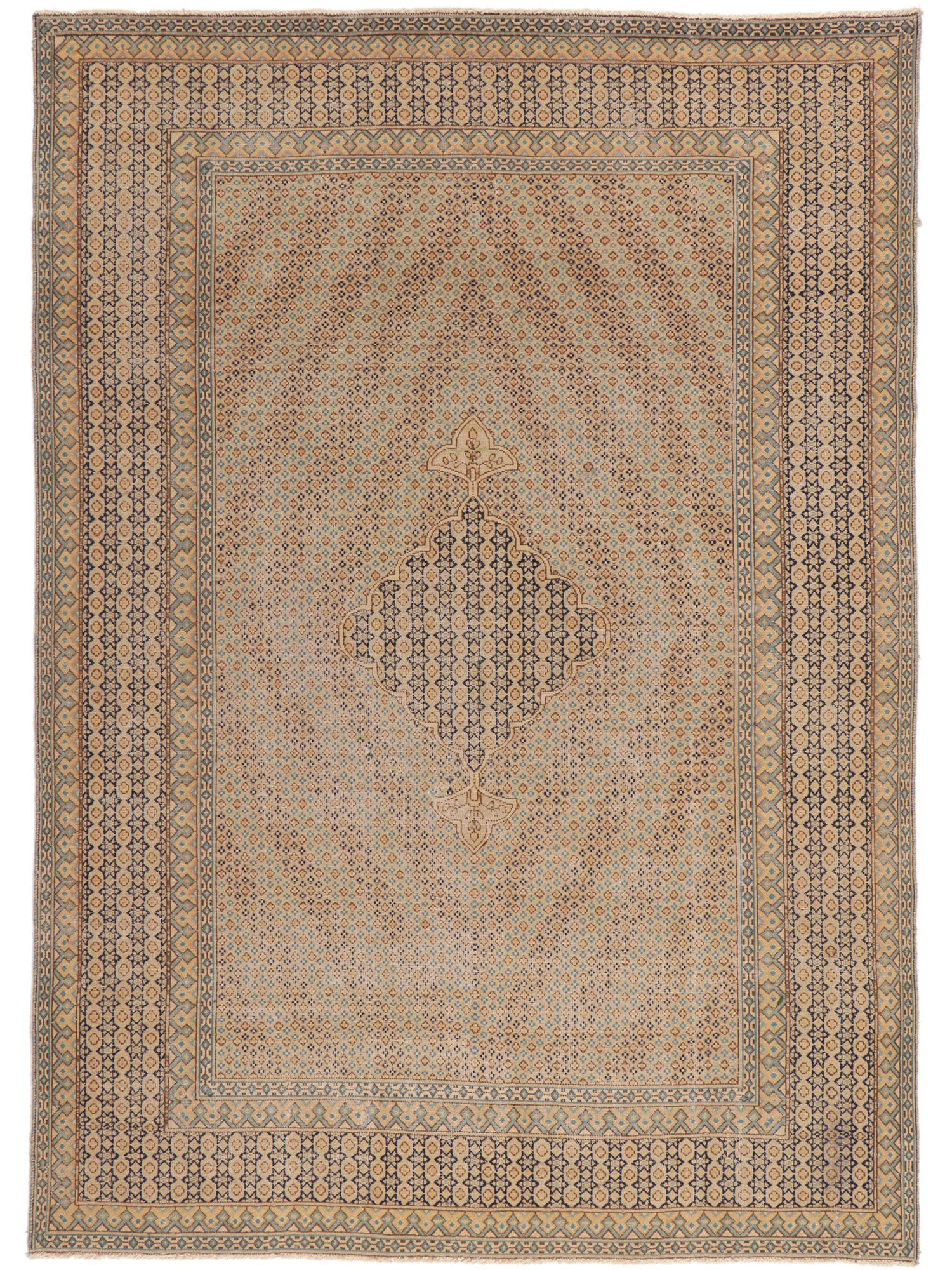 7 x 10 Vintage-Worn Persian Kerman Rug 53760