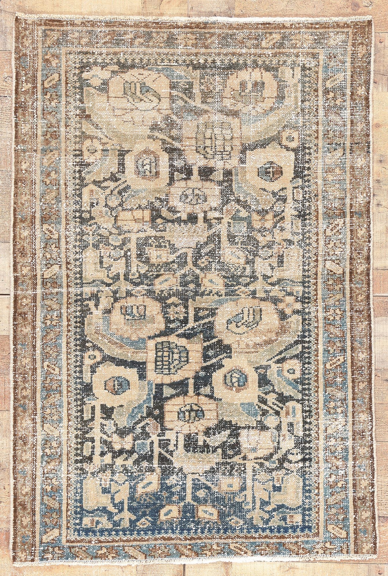 3 x 4 Antique-Worn Persian Hamadan Rug 61270