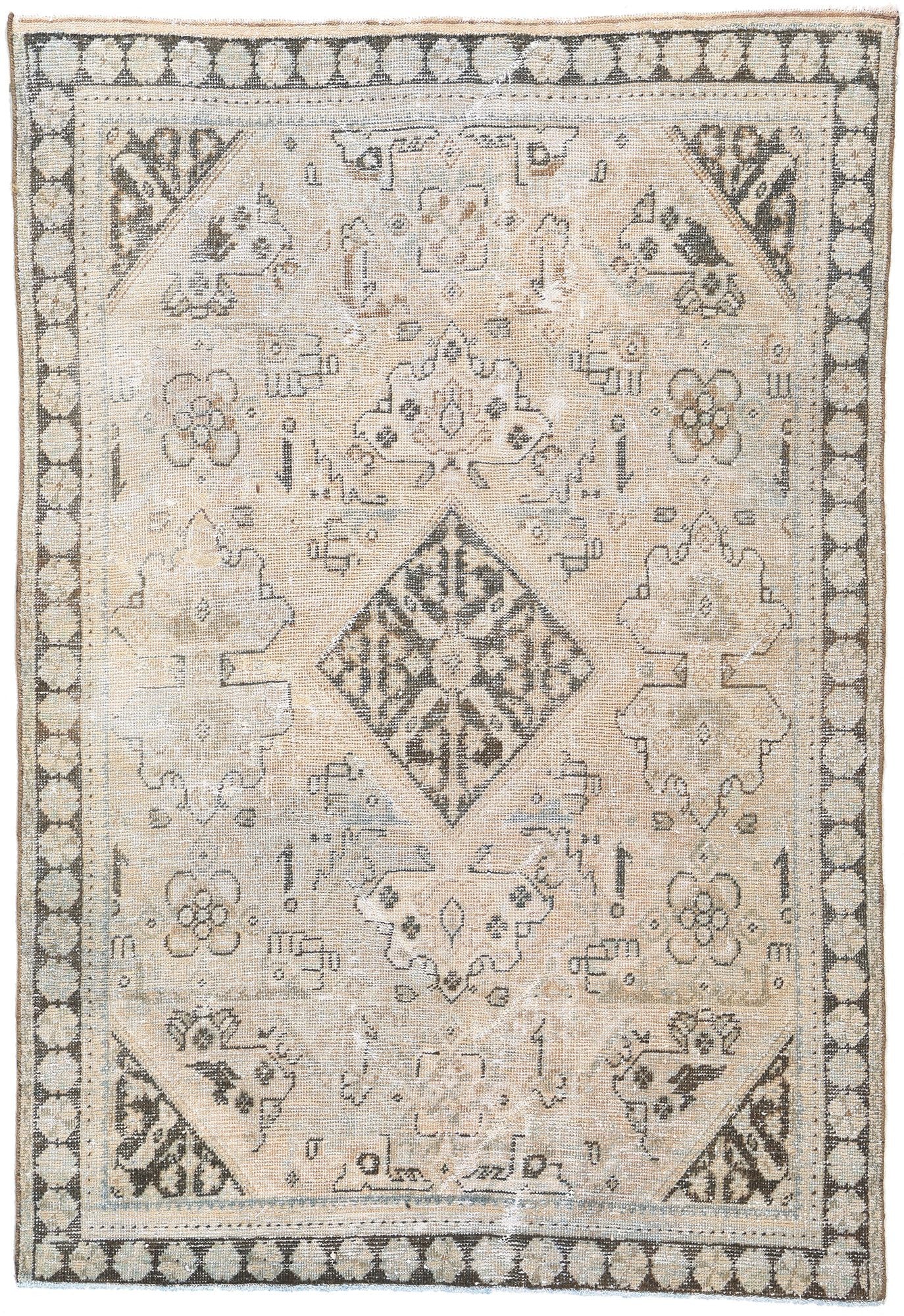 4 x 6 Antique-Worn Persian Mahal Rug 61274
