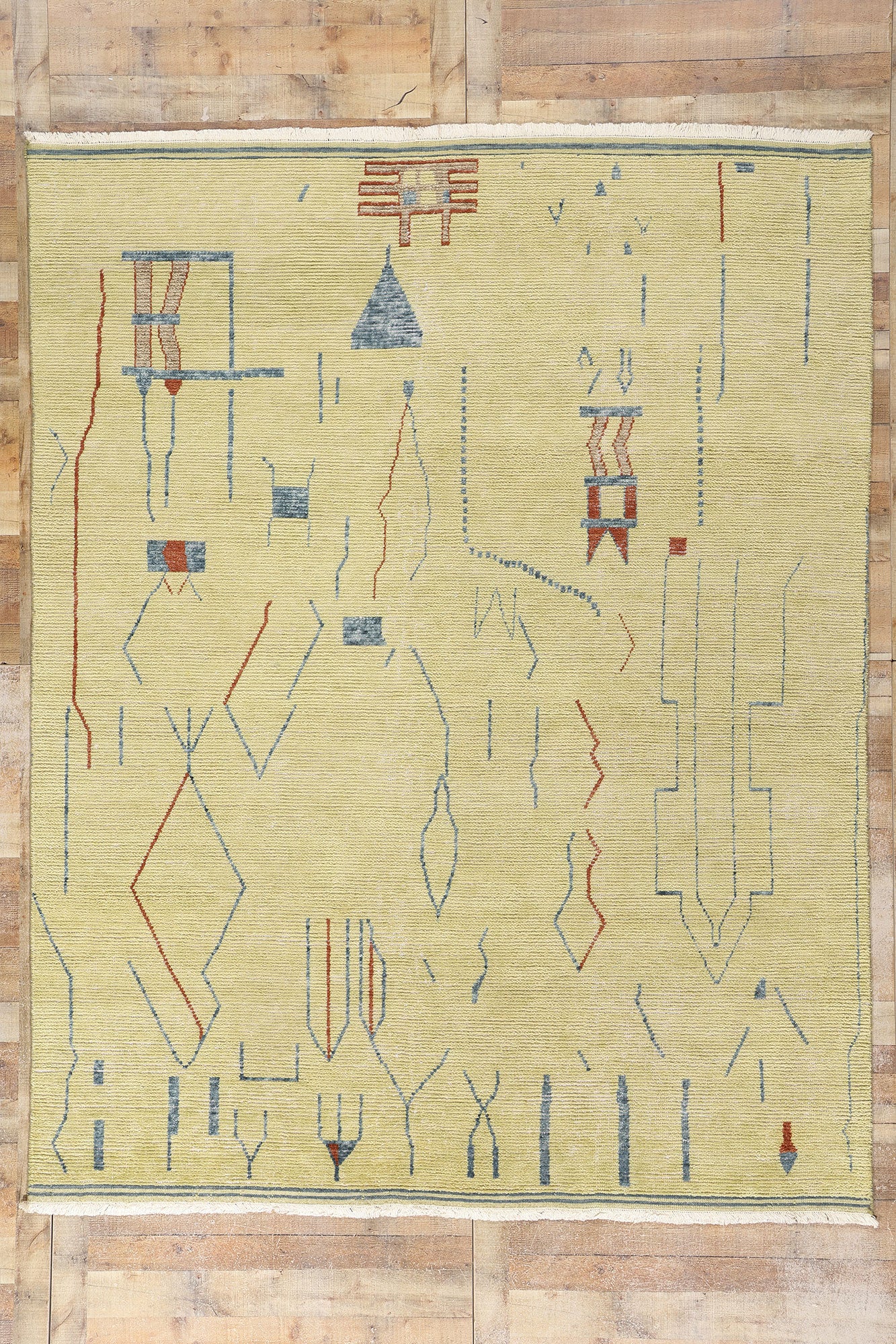 8 x 10 Yellow Abstract Brutalist Moroccan Rug 31223