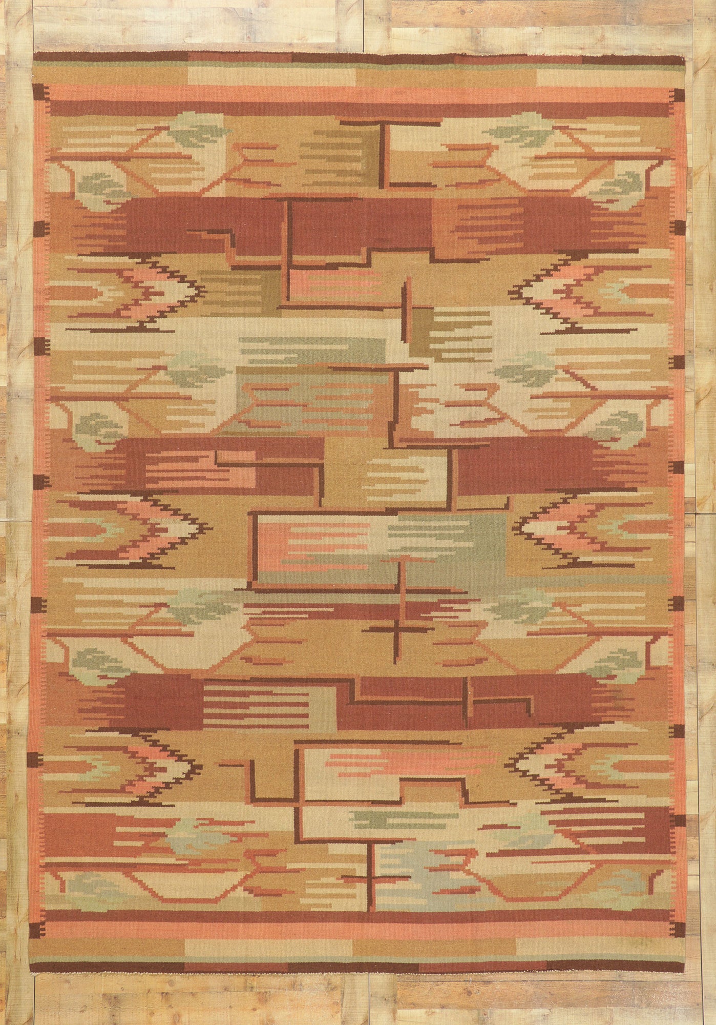 8 x 11 Greta Skogster-Lehtinen Vintage Finnish Flatweave Rug 78465