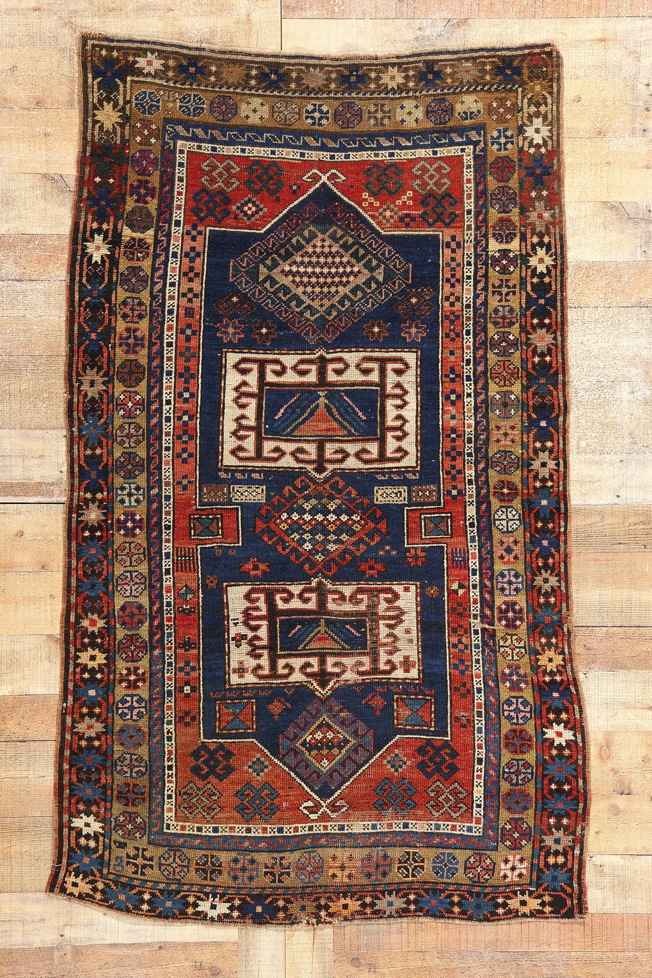 4 x 6 Antique Caucasian Kazak Rug 78786