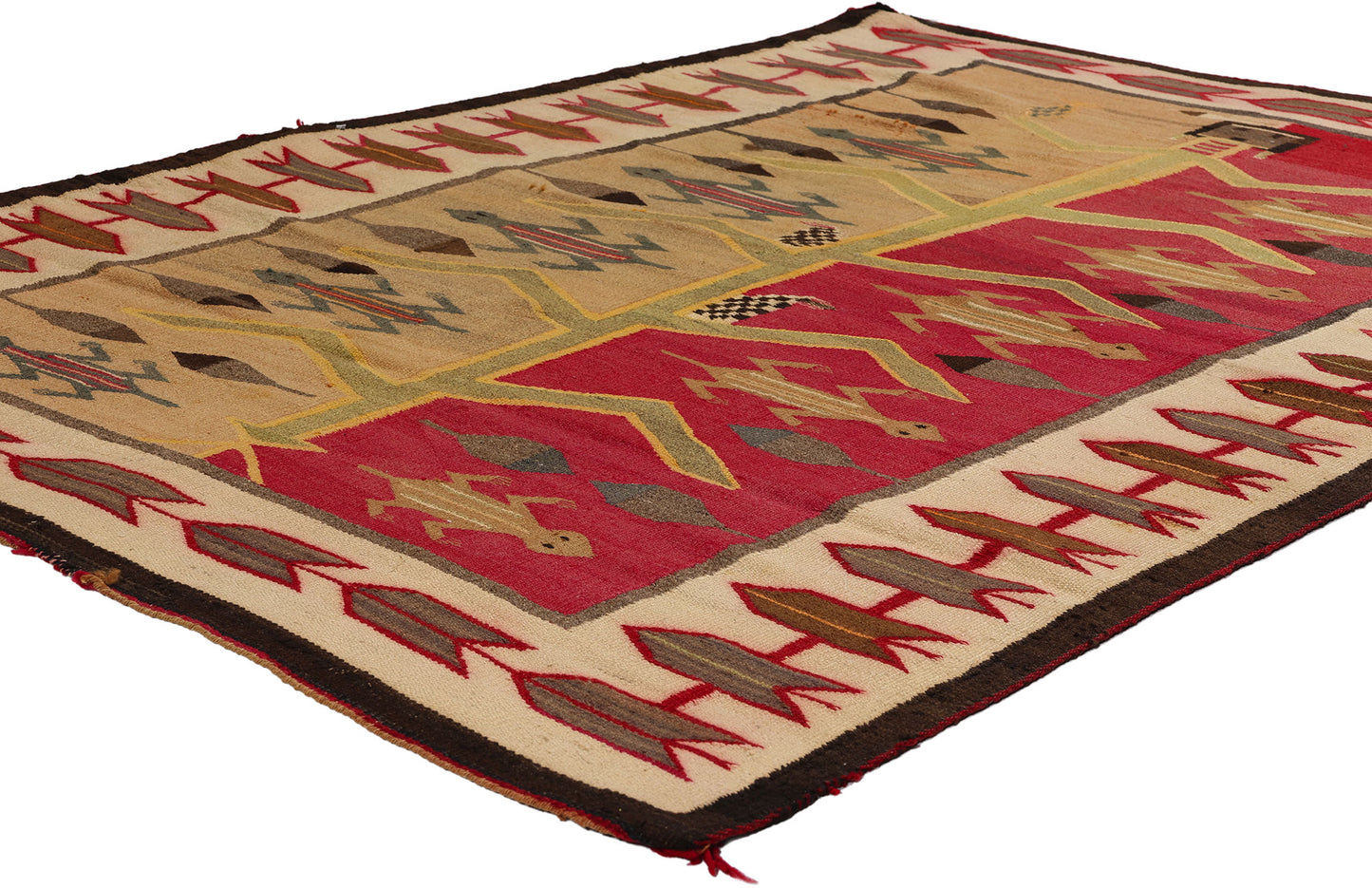 4 x 5 Antique Navajo Pictorial Tree of Life Rug 78722