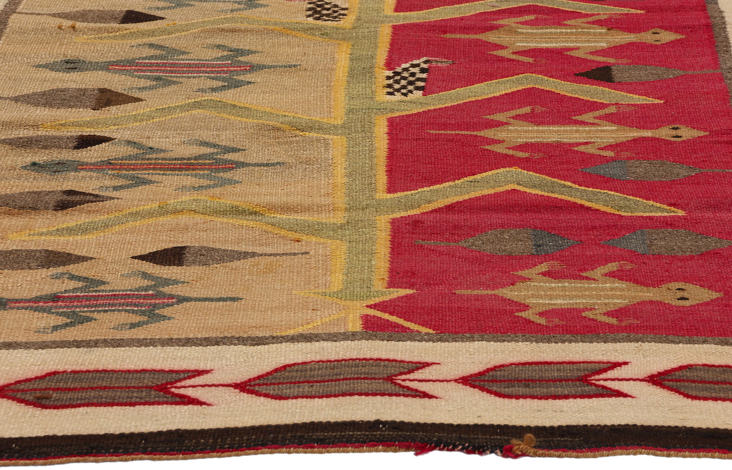 4 x 5 Antique Navajo Pictorial Tree of Life Rug 78722