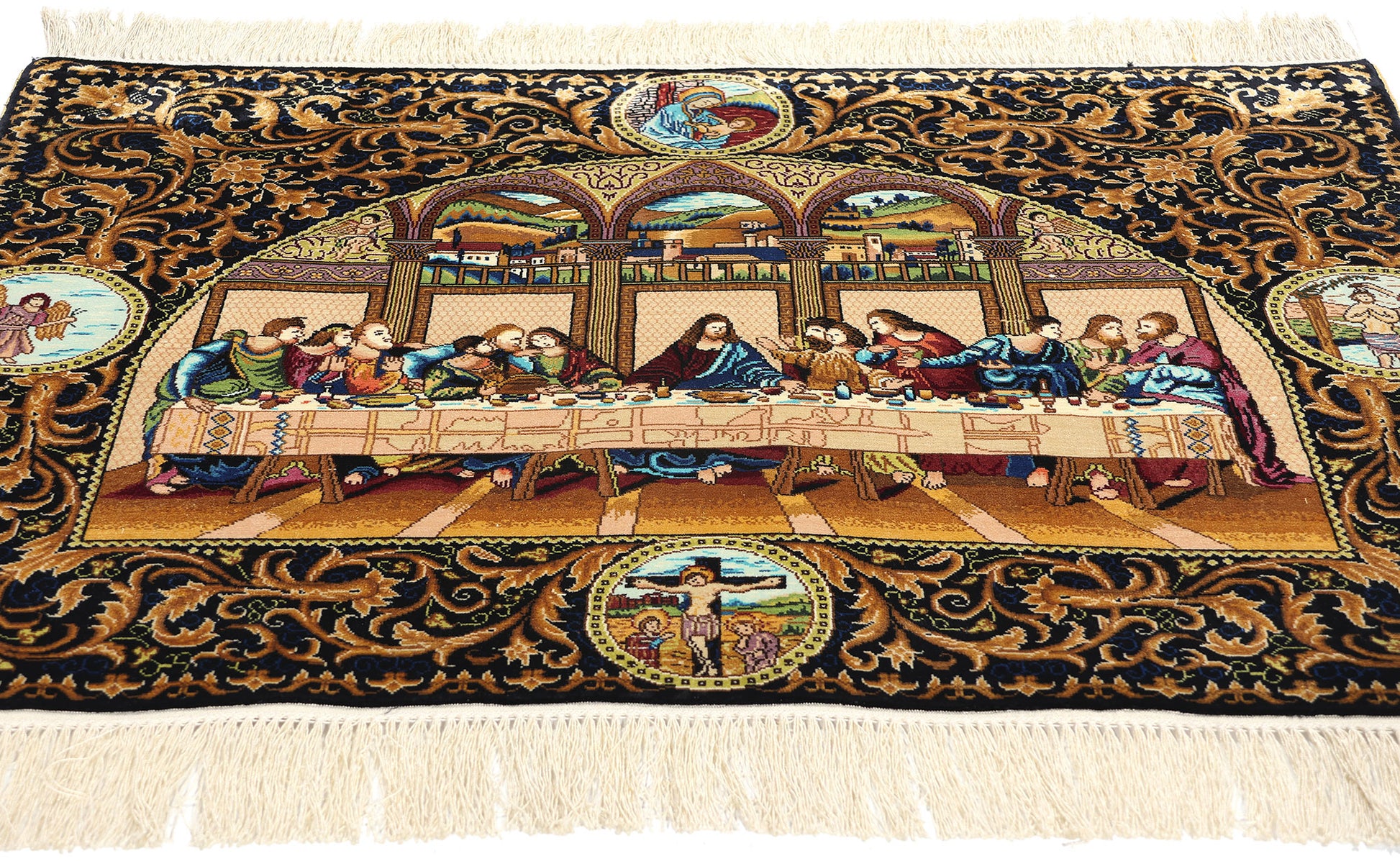 2 x 3 Chinese Tableau The Last Supper Silk Rug 78776