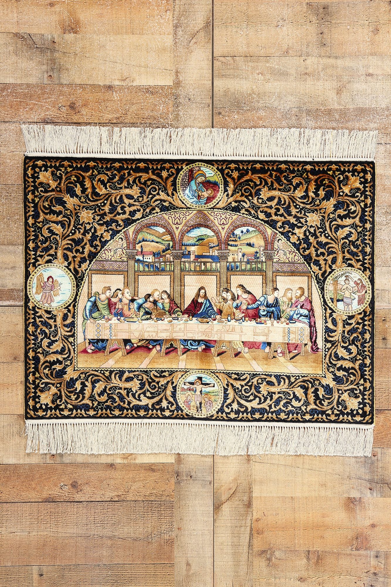 2 x 3 Chinese Tableau The Last Supper Silk Rug 78776