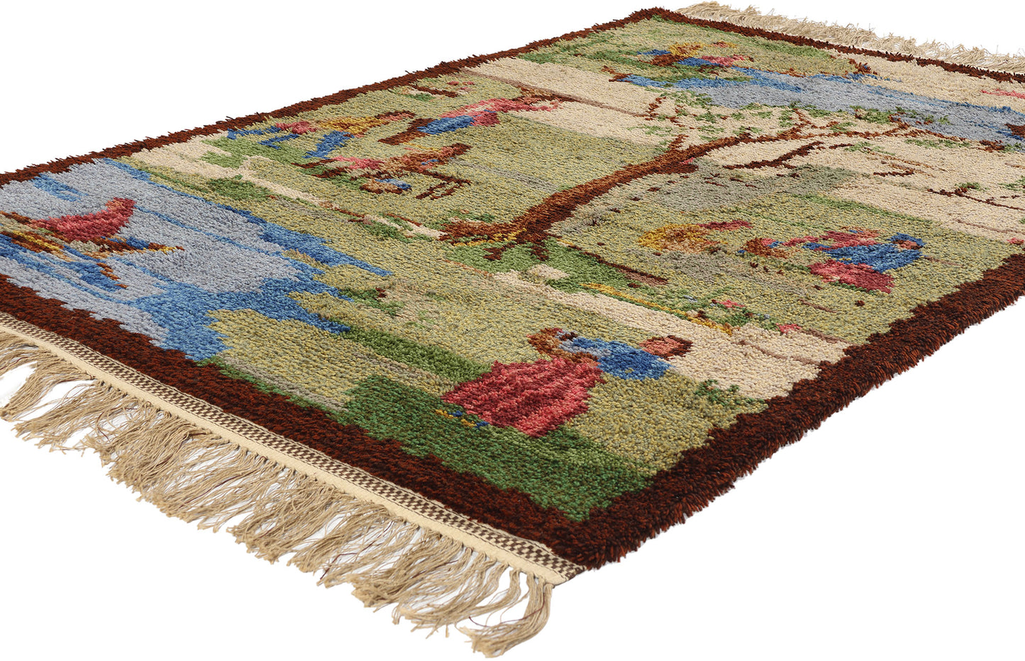 4 x 7 Vintage Swedish Pictorial Rya Rug 78827