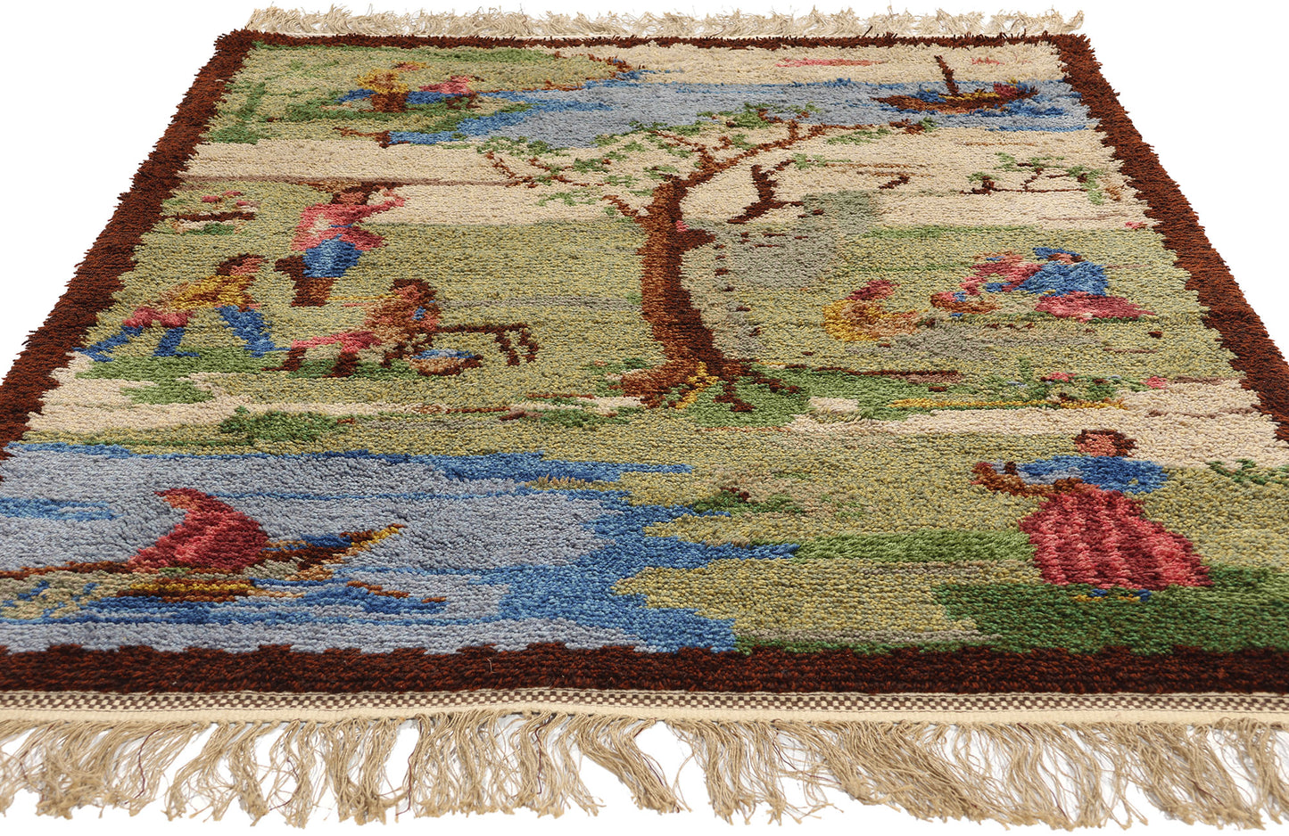4 x 7 Vintage Swedish Pictorial Rya Rug 78827