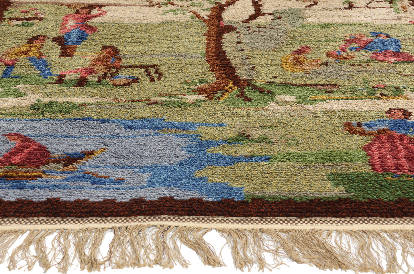 4 x 7 Vintage Swedish Pictorial Rya Rug 78827