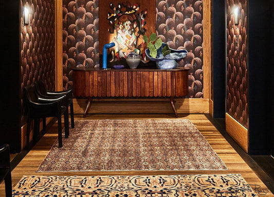 Distressed Turkish Sivas rug at Austin Proper Hotel