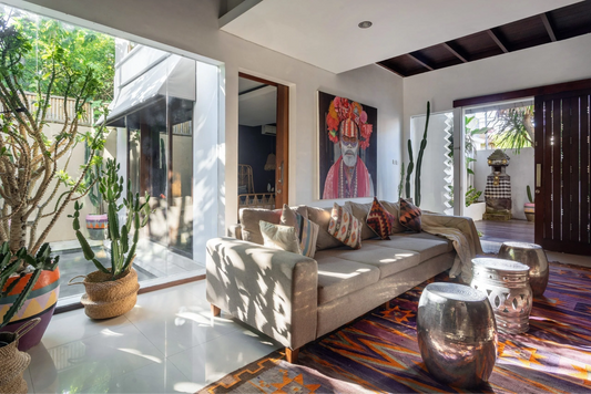 Vintage kilim rug in the living room