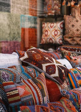 Rug textiles used in pillows