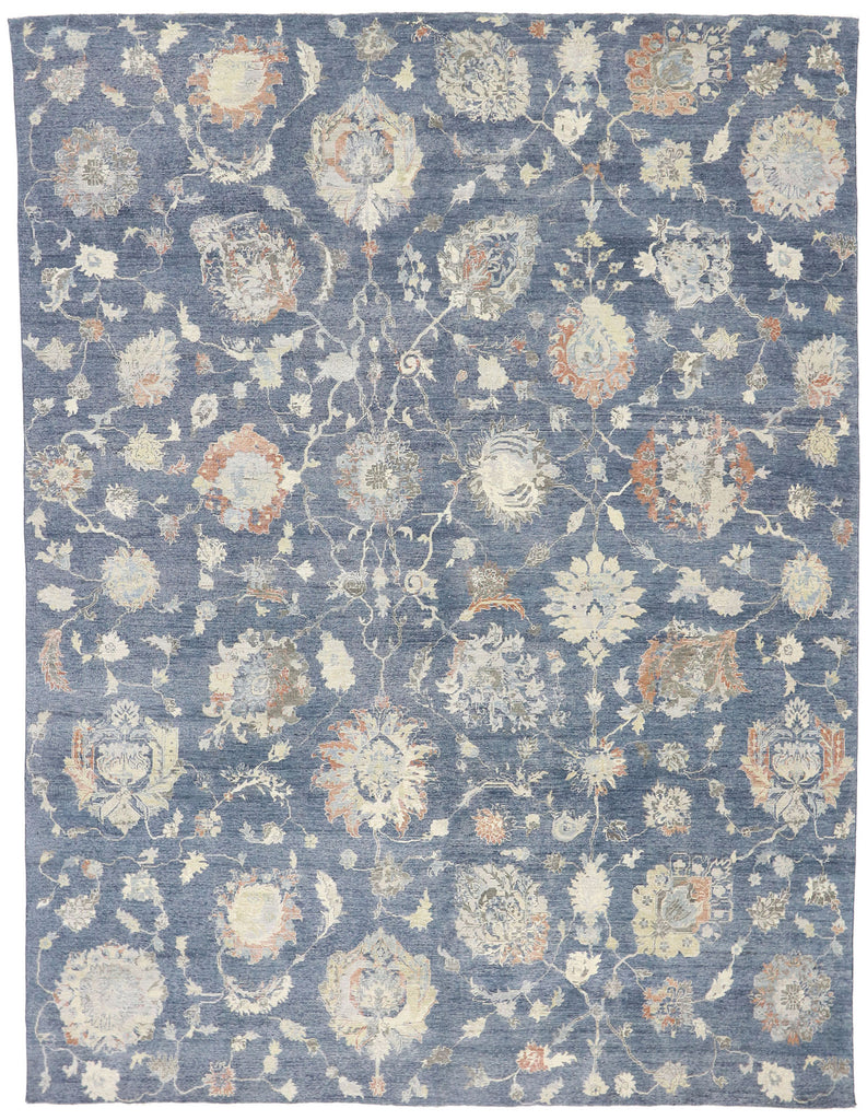 10 x 13 - Blue Indian Oushak Rug - 30633