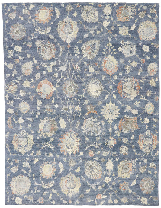 10 x 13 - Blue Indian Oushak Rug - 30633
