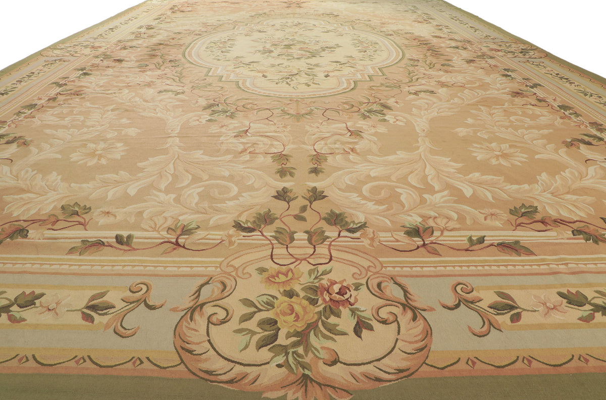 13 x 21 - Beige Vintage Chinese Aubusson Rug - 76776
