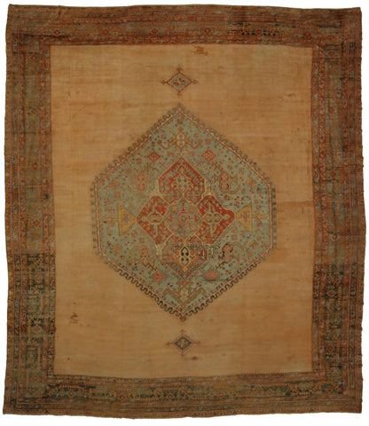 18 x 21 - Brown Antique Turkish Oushak Rug - 73104