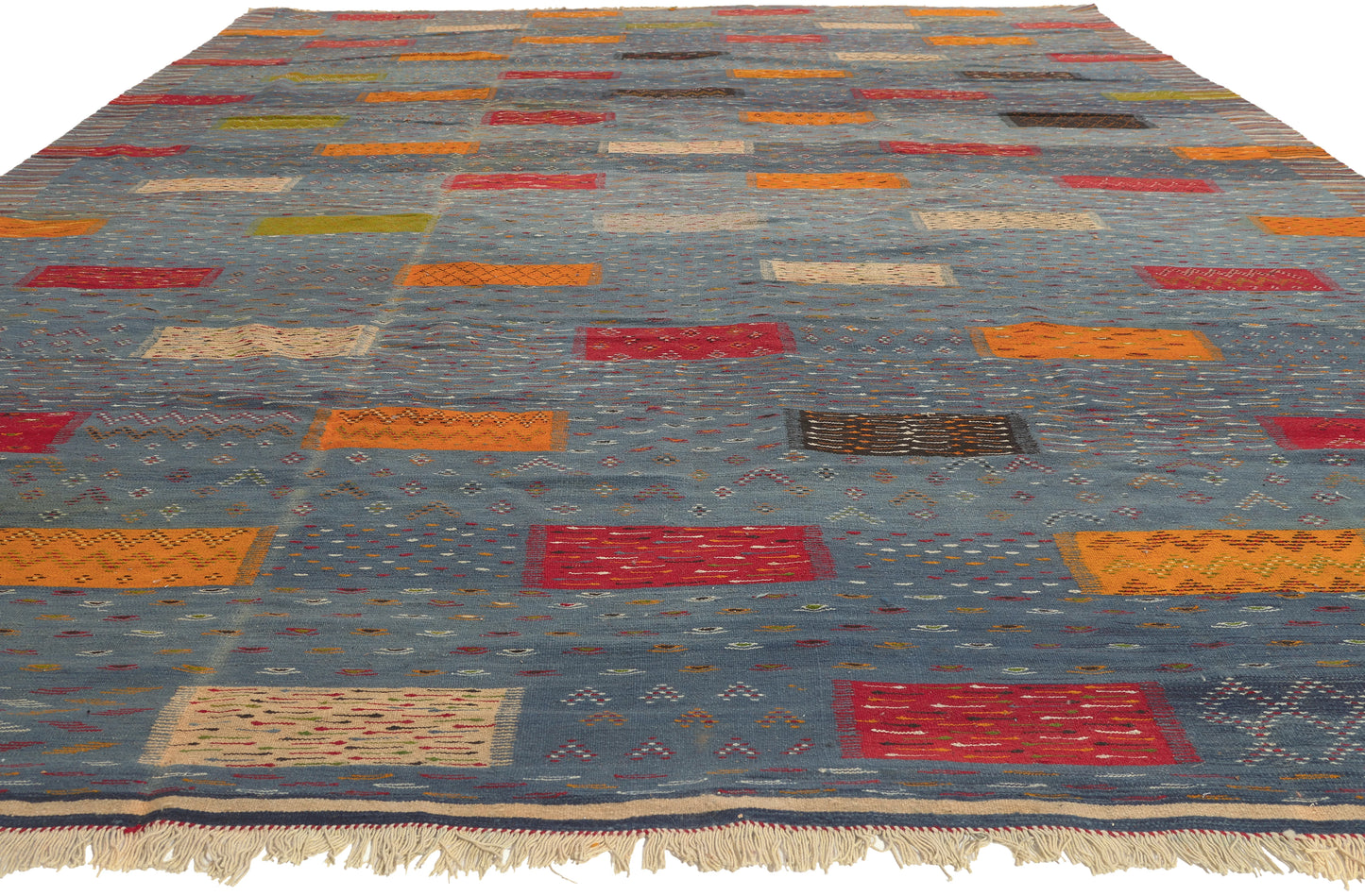 10 x 14 - Blue Moroccan Kilim Rug - 20911