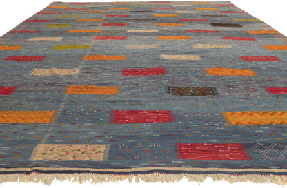 10 x 14 - Blue Moroccan Kilim Rug - 20911