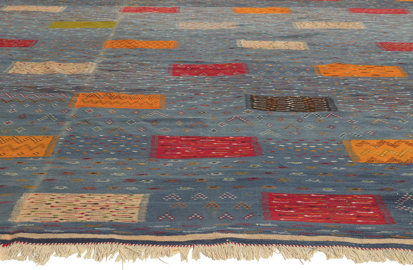 10 x 14 - Blue Moroccan Kilim Rug - 20911