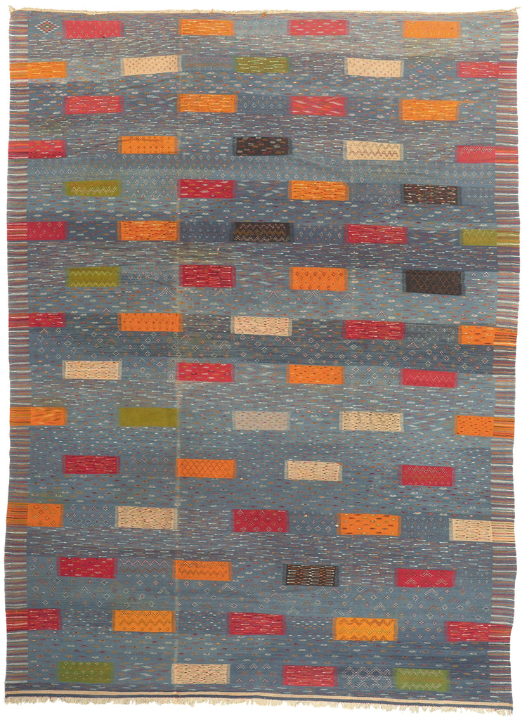 10 x 14 - Blue Moroccan Kilim Rug - 20911
