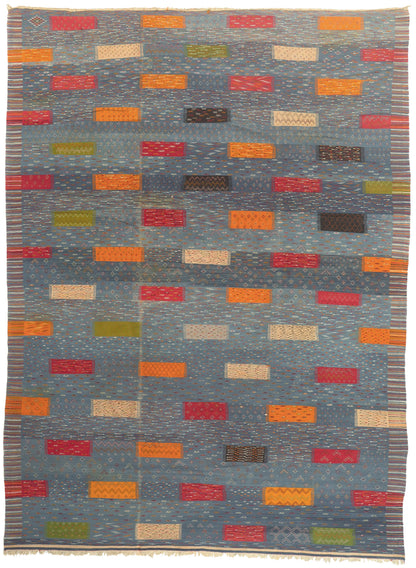 10 x 14 - Blue Moroccan Kilim Rug - 20911