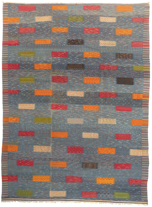 10 x 14 - Blue Moroccan Kilim Rug - 20911