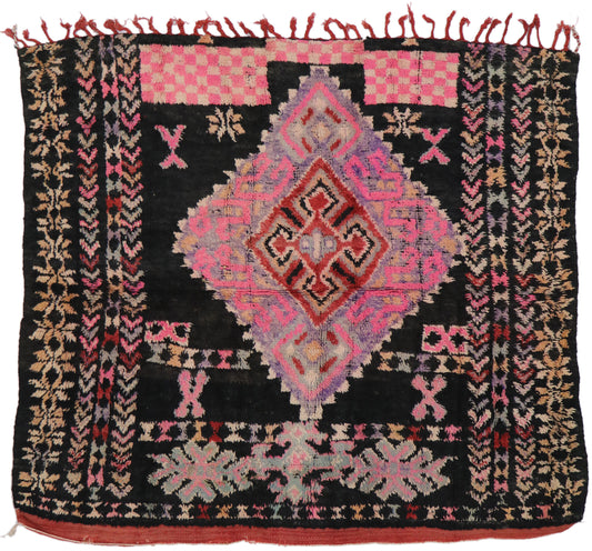5 x 6 - Black Vintage Moroccan Rug - 21258