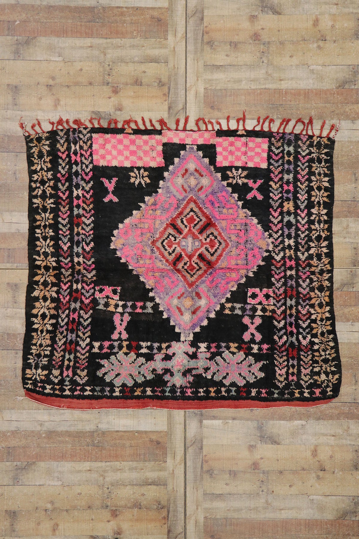 5 x 6 - Black Vintage Moroccan Rug - 21258