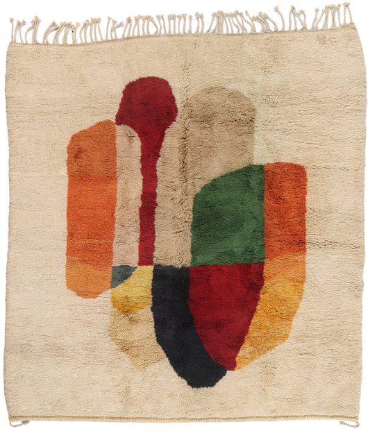 9 x 10 - Beige New Beni Mrirt Moroccan Rug - 21853