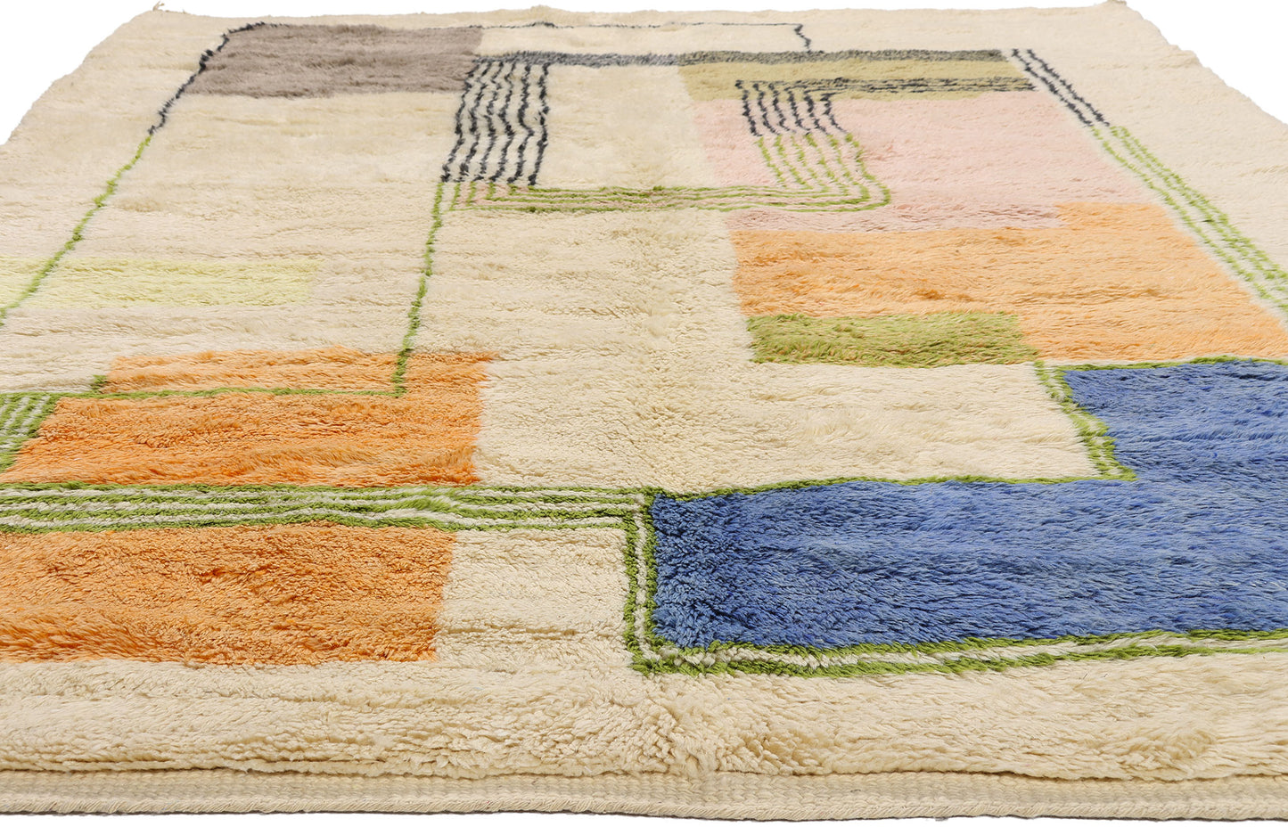 7 x 10 - Beige New Beni Mrirt Moroccan Rug - 21856