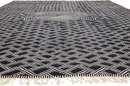 13 x 17 - Black New Zanafi Moroccan Rug - 21866