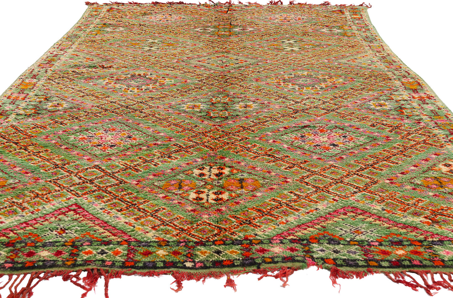 5 x 10 - Green Vintage Beni MGuild Moroccan Rug - 21872