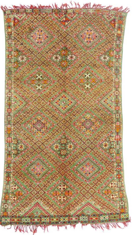 5 x 10 - Green Vintage Beni MGuild Moroccan Rug - 21872