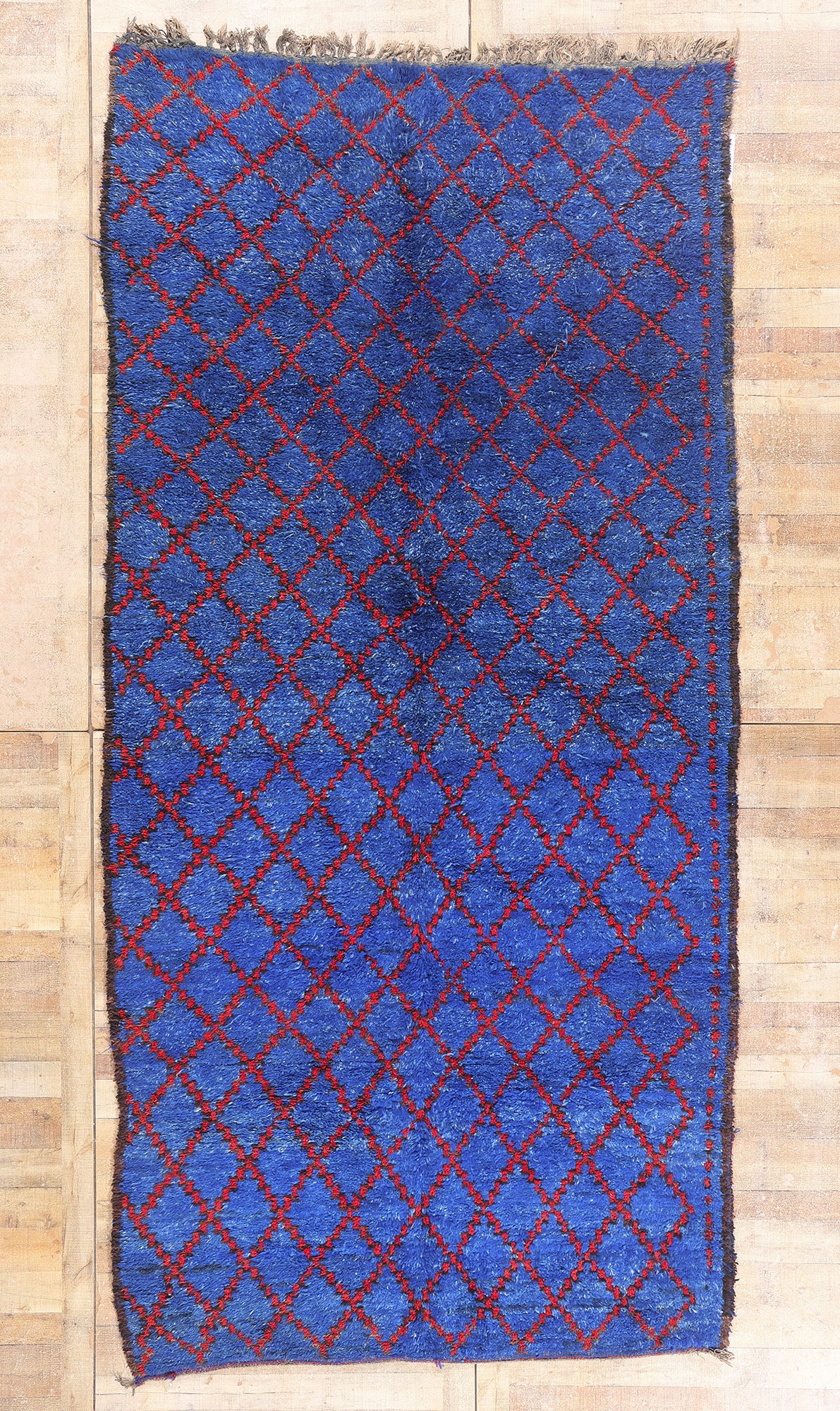 7 x 14 - Blue Vintage Beni MGuild Moroccan Rug - 21880