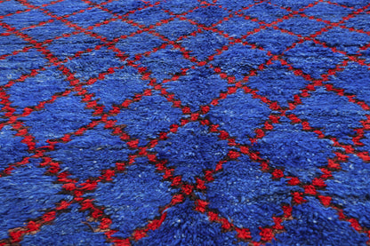 7 x 14 - Blue Vintage Beni MGuild Moroccan Rug - 21880