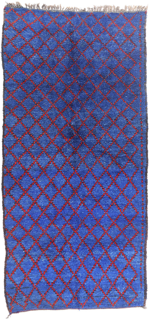 7 x 14 - Blue Vintage Beni MGuild Moroccan Rug - 21880