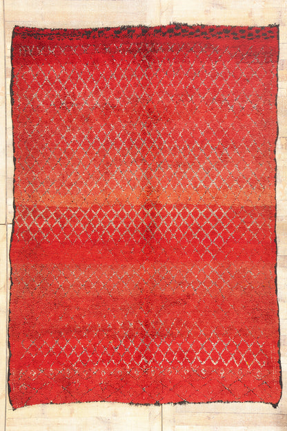 7 x 10 - Red Vintage Beni MGuild Moroccan Rug - 21883