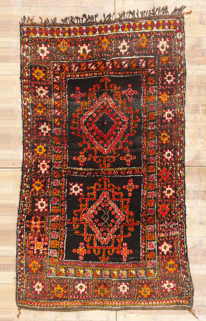 6 x 10 - Black Vintage Beni MGuild Moroccan Rug - 21888