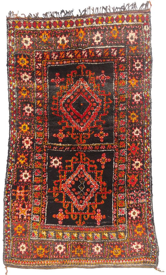 6 x 10 - Black Vintage Beni MGuild Moroccan Rug - 21888
