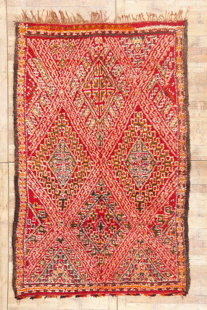 6 x 10 - Red Vintage Beni MGuild Moroccan Rug - 21891