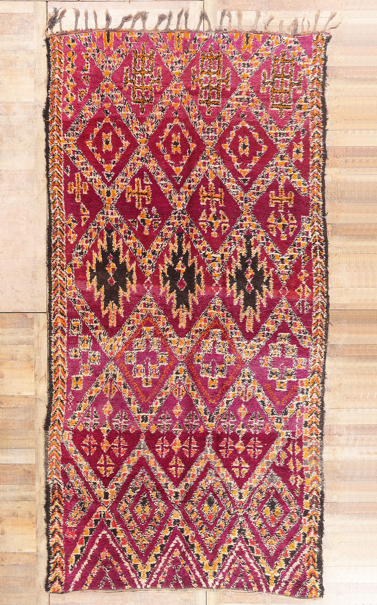 7 x 14 - Magenta Vintage Beni MGuild Moroccan Rug - 21903