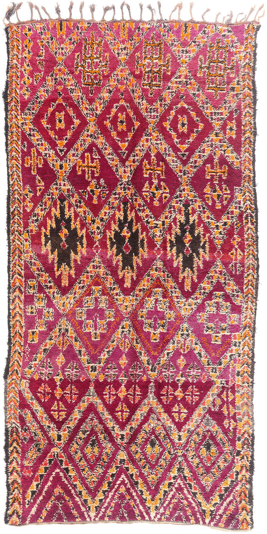 7 x 14 - Magenta Vintage Beni MGuild Moroccan Rug - 21903