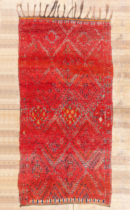 6 x 11 - Red Vintage Beni MGuild Moroccan Rug - 21905