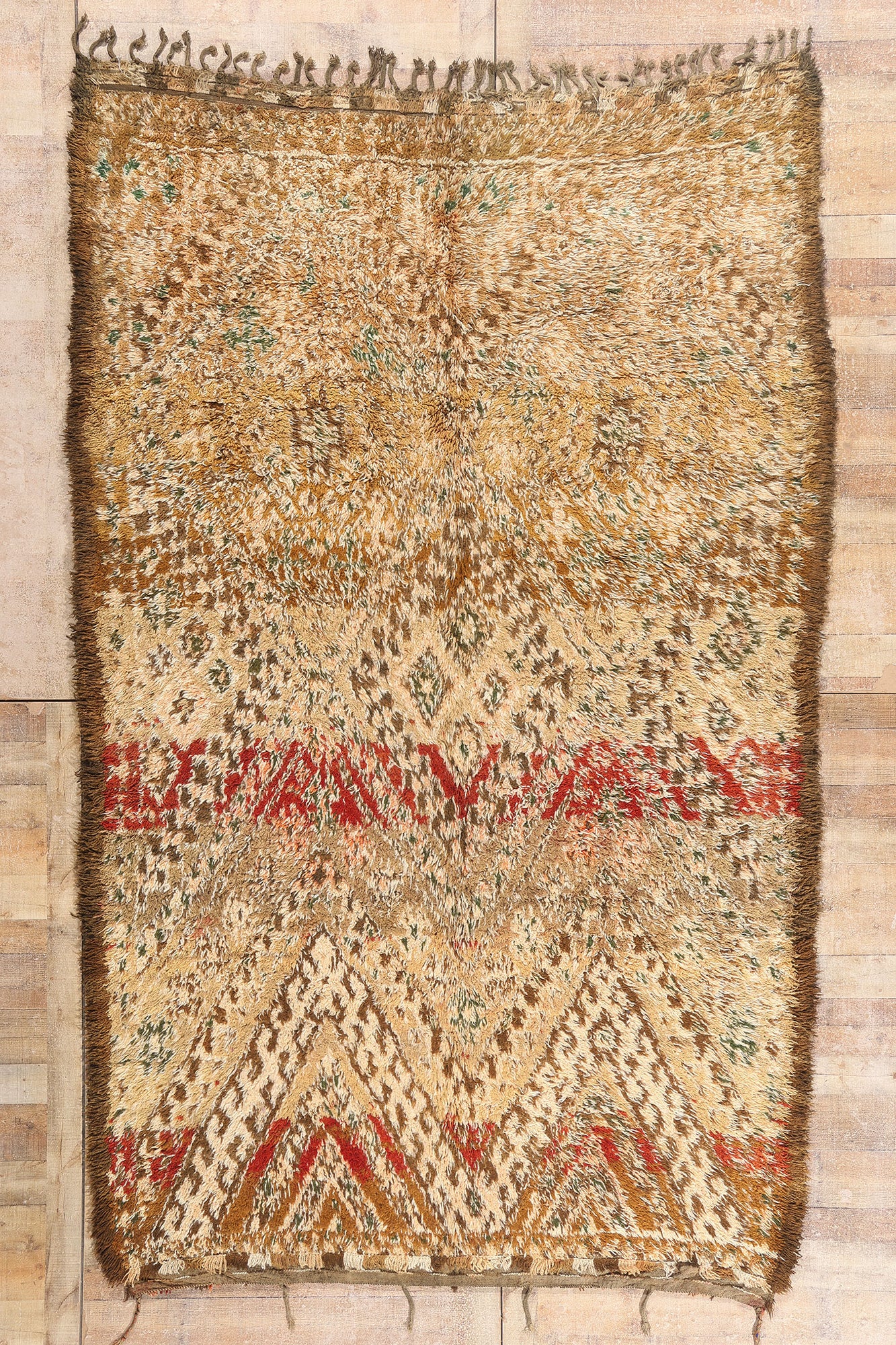 7 x 11 - Tan Vintage Beni MGuild Moroccan Rug - 21906