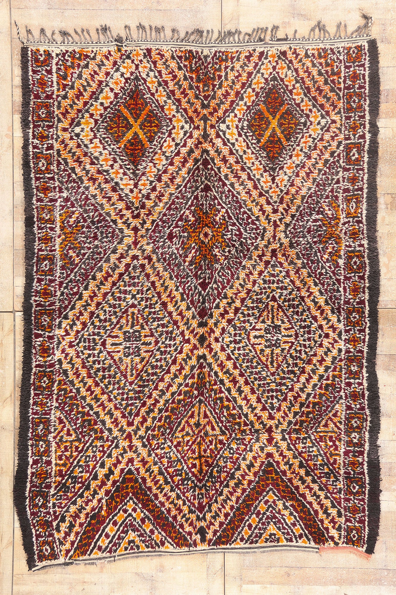 7 x 10 - Burgundy Vintage Beni MGuild Moroccan Rug - 21914