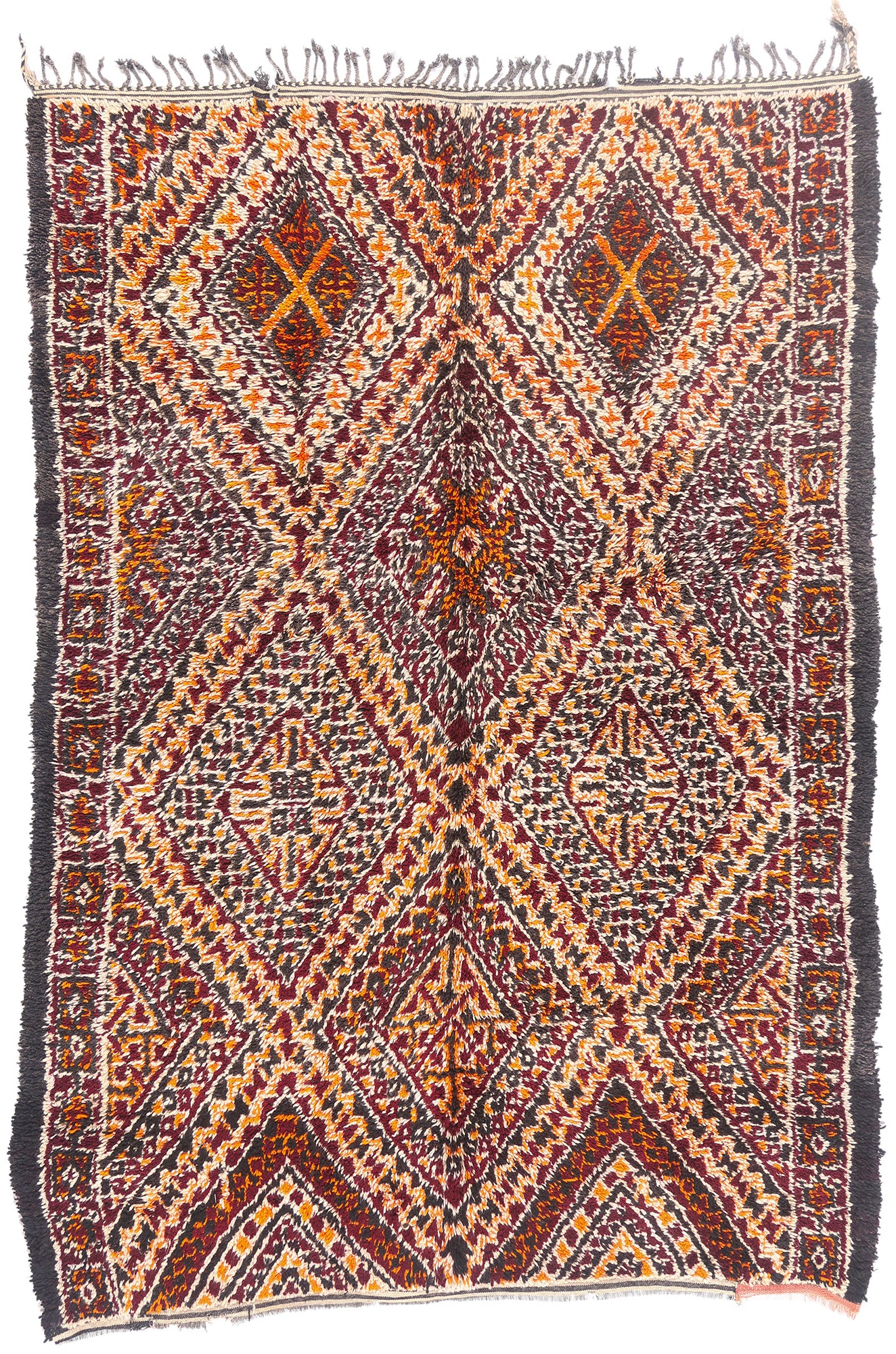 7 x 10 - Burgundy Vintage Beni MGuild Moroccan Rug - 21914